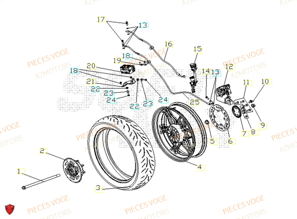Roue Arriere AZMOTORS Pieces VOGE 300 R EU IV