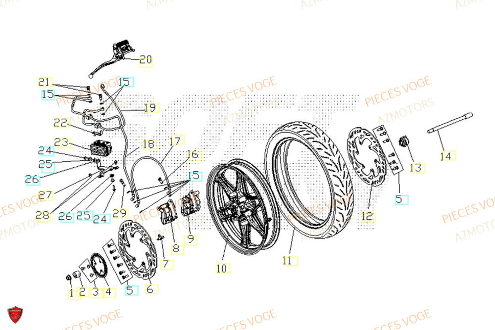 Roue Avant AZMOTORS Pieces VOGE 300 R EU IV
