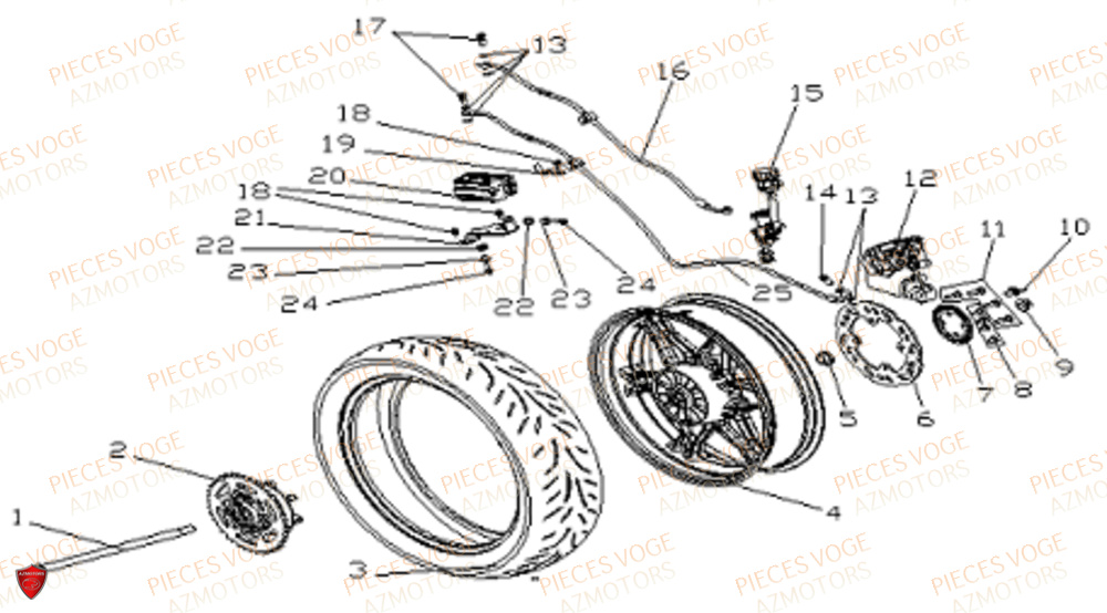 Roue Arriere Et Freinage Arriere VOGE Pieces VOGE 300 R EU IV