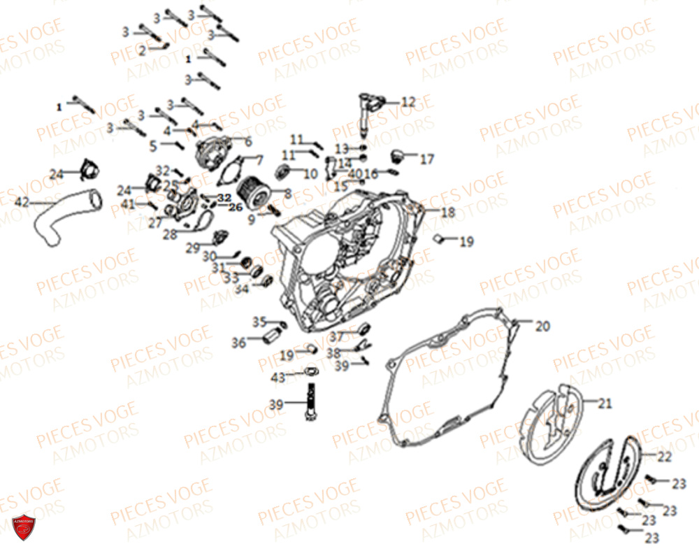 COUVRE CARTER DROIT pour VOGE 300 R EU5