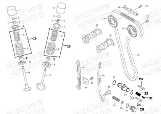 DISTRIBUTION VOGE Pieces VOGE 300 R EU V