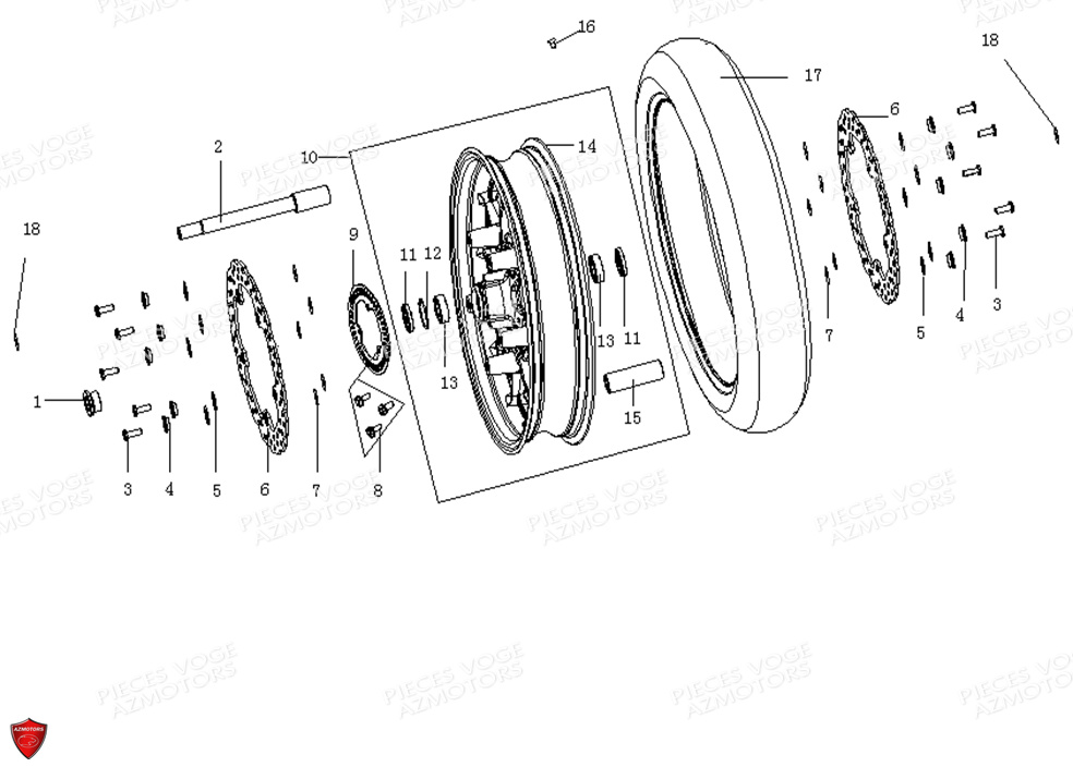 ROUE AVANT pour VOGE 500 AC Euro 5