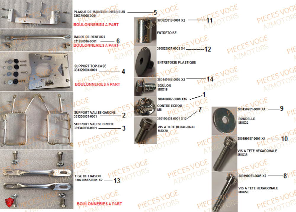 Detail Supports Valises VOGE Pieces VOGE 500 DS EU IV