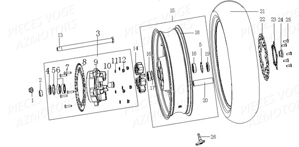 COURONNE AR. 520X45 VOGE 500-525 ACX EU V pour ROUE ARRIERE de VOGE 500 DS