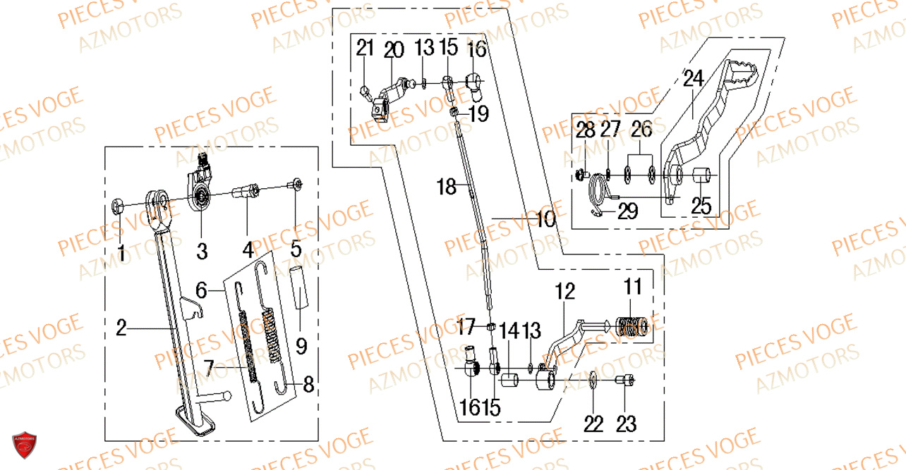SELECTEUR ET BEQUILLE pour VOGE 500 DS