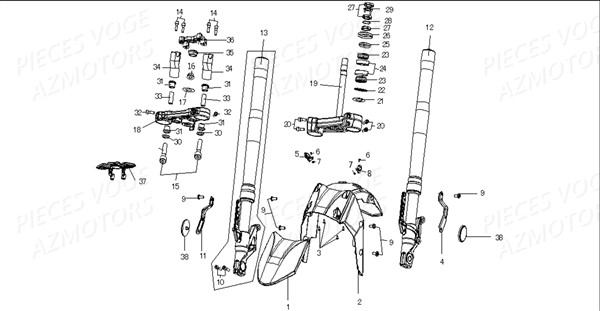 TRAIN AVANT FOURCHE pour VOGE 500 DS