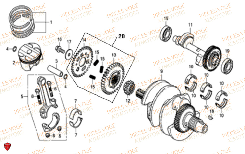 Vilebrequin Piston VOGE Pieces VOGE 500 DS EU IV