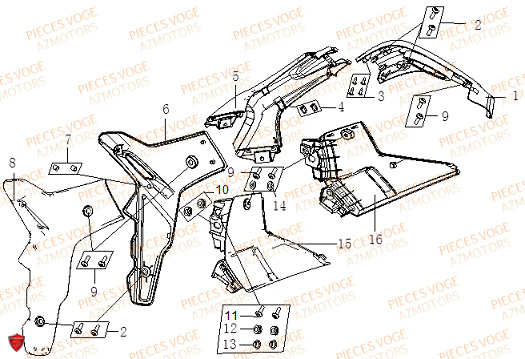 ELEMENTS RESERVOIR DROIT pour VOGE 500 DSX E5