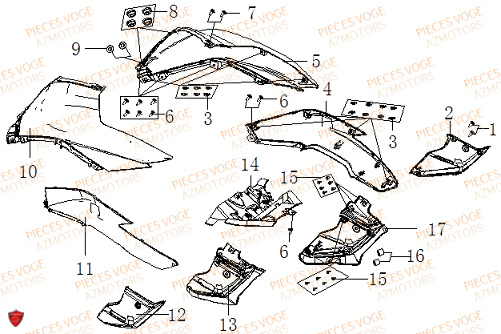 ELEMENTS RESERVOIR GAUCHE pour VOGE 500 DSX E5