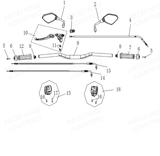 Guidon Retroviseurs VOGE Pieces VOGE 500 R EU IV