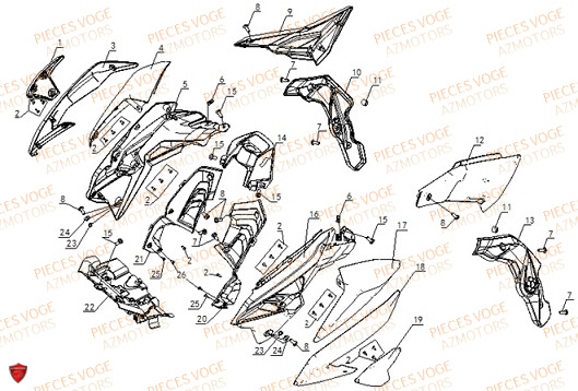 CARENAGES DU RESERVOIR VOGE VOGE 500 R Euro5