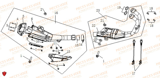 Echappement VOGE Pieces VOGE 500 R Euro 5