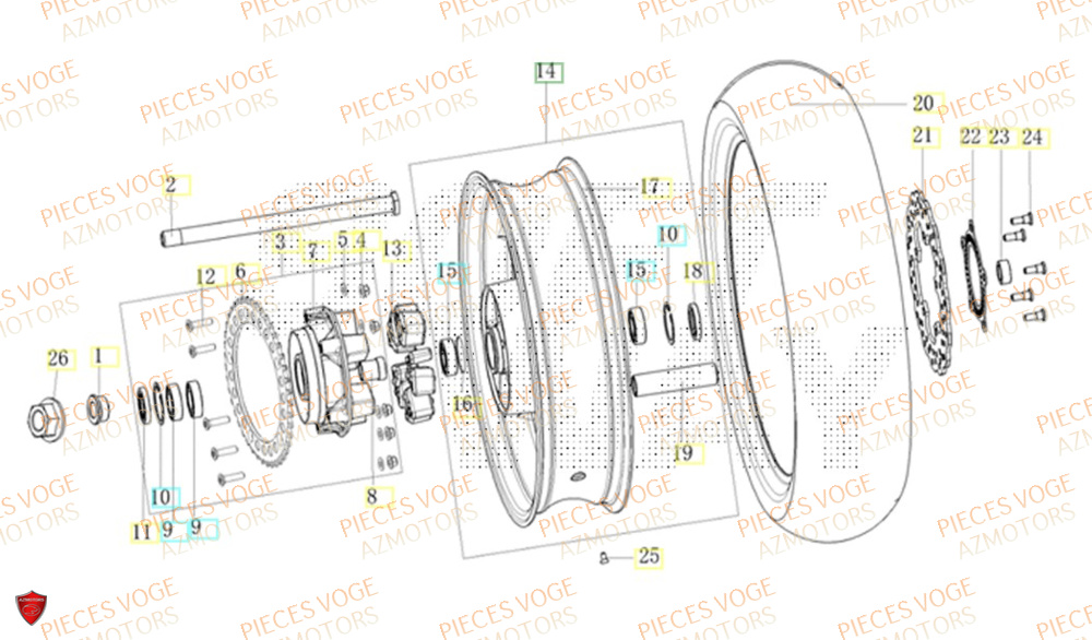 Roue Arriere VOGE Pieces VOGE 525R EURO 5