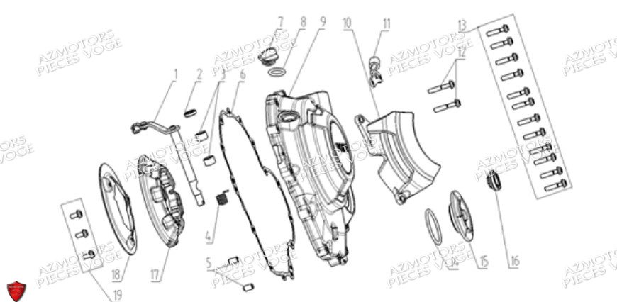 Couvre Carter Droit VOGE Pièces Voge DS 625 X EU5+