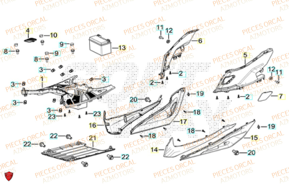 Carenage Central ORCAL Pièces ORCAL VOREI 125 Euro5+