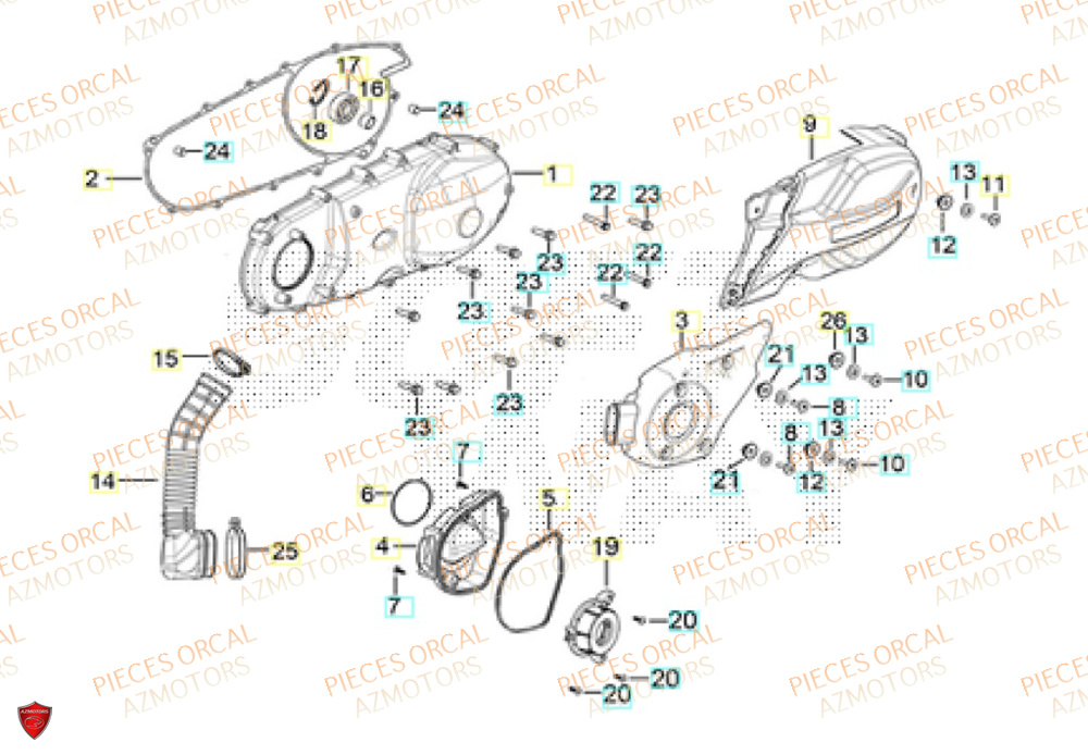 Couvre Carter Gauche ORCAL Pièces ORCAL VOREI 125 Euro5+