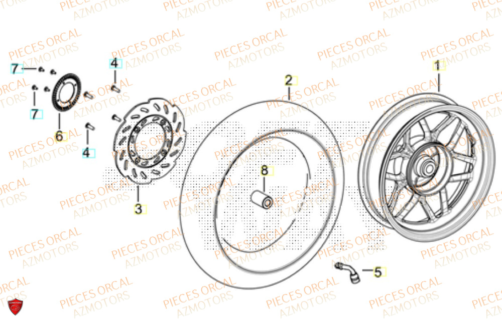 Roue Arriere ORCAL Pièces ORCAL VOREI 125 Euro5+