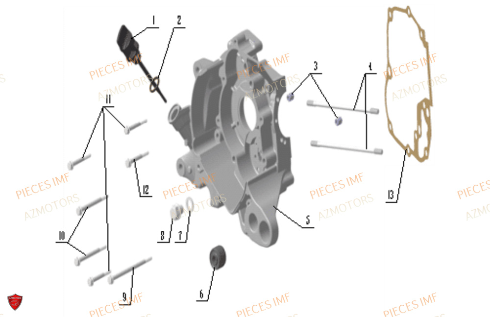 Carter Moteur Droit AZMOTORS PIECES WEEK 125 4T EURO 5+
