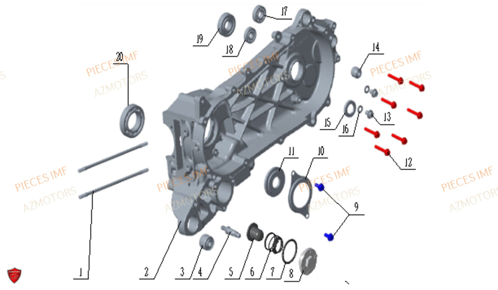 Carter Moteur Pincipal AZMOTORS PIECES WEEK 125 4T EURO 5+