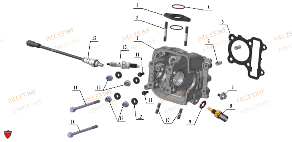 Culasse AZMOTORS PIECES WEEK 125 4T EURO 5+
