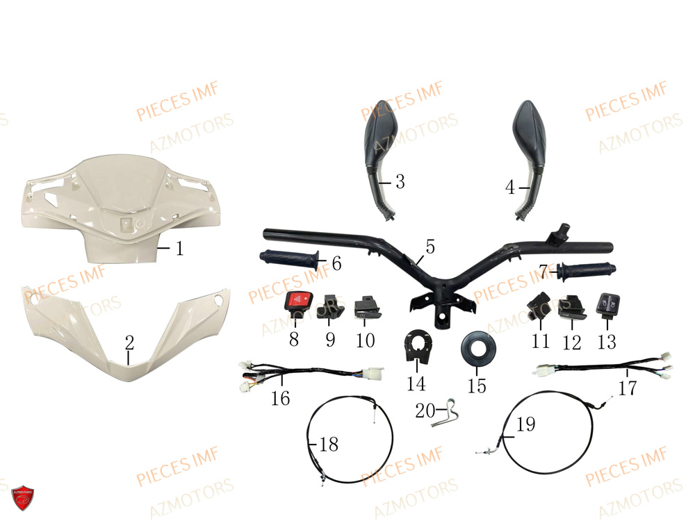 Guidon Et Commandes AZMOTORS PIECES WEEK 125 4T EURO 5+