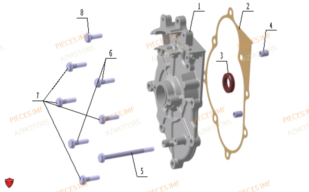 Petit Carter Moteur Droit AZMOTORS PIECES WEEK 125 4T EURO 5+