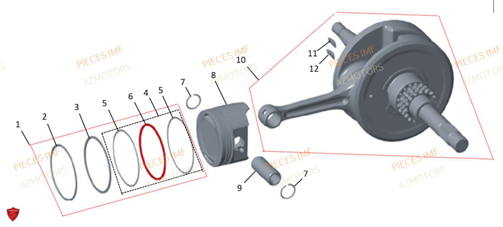 Piston AZMOTORS PIECES WEEK 125 4T EURO 5+