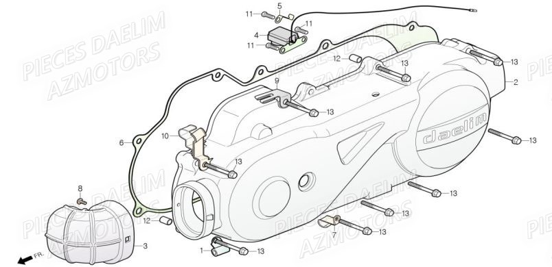 Carter Gauche DAELIM Pièces Scooter DAELIM WITTY 50cc 4T