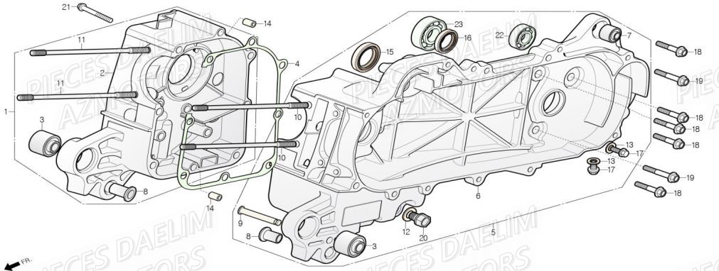 Carter Moteur DAELIM Pièces Scooter DAELIM WITTY 50cc 4T