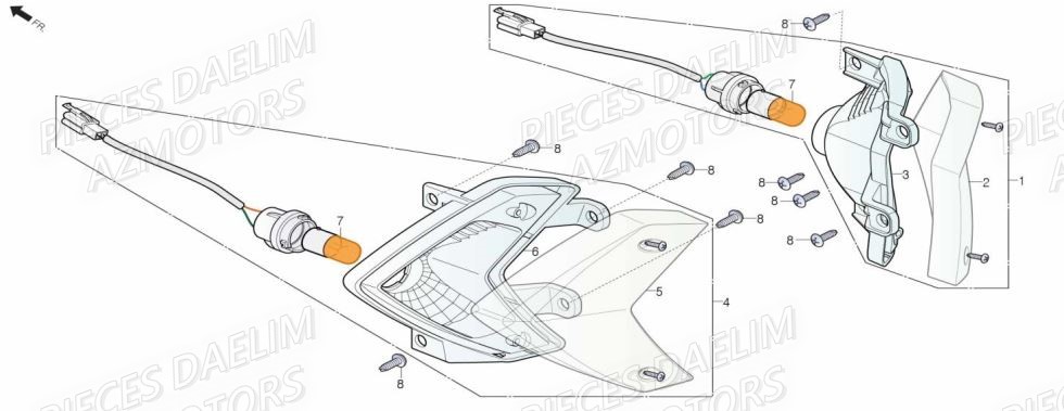 Clignotant Arriere DAELIM Pièces Scooter DAELIM WITTY 50cc 4T
