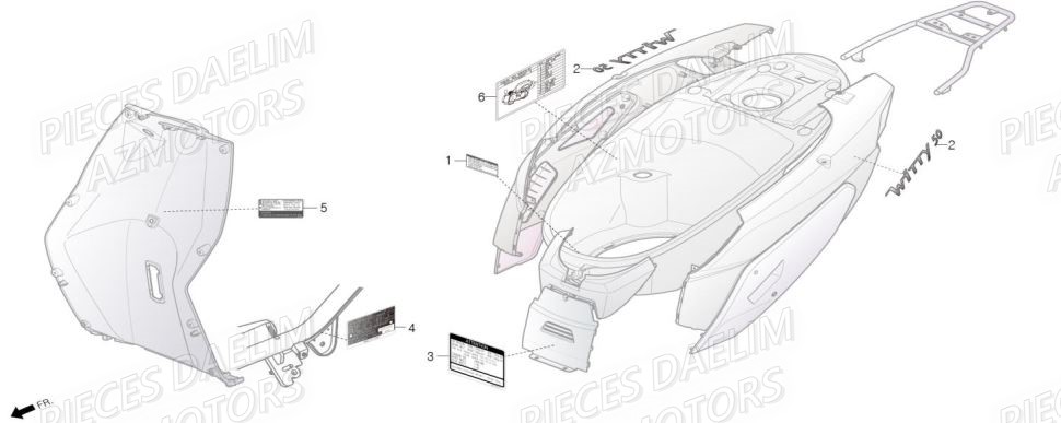 Decors DAELIM Pièces Scooter DAELIM WITTY 50cc 4T