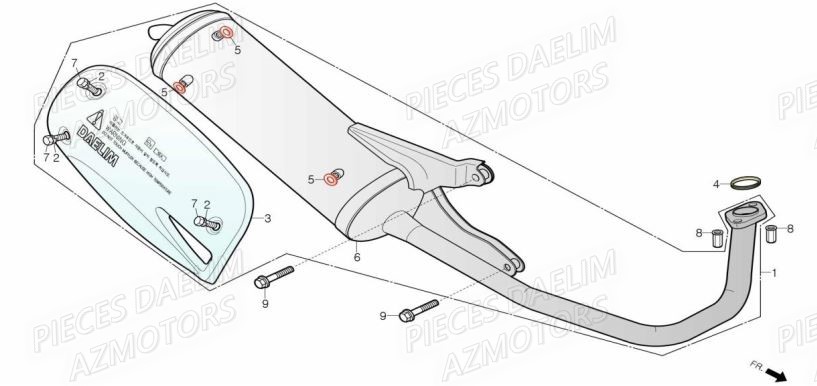 Echappement DAELIM Pièces Scooter DAELIM WITTY 50cc 4T