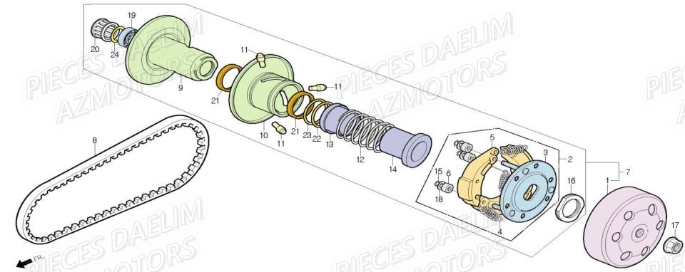Embrayage DAELIM Pièces Scooter DAELIM WITTY 50cc 4T