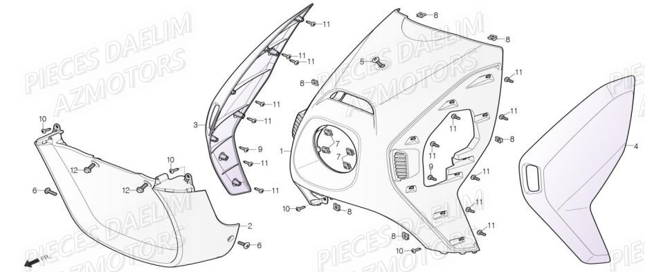Face Avant DAELIM Pièces Scooter DAELIM WITTY 50cc 4T