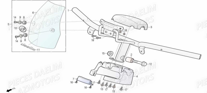 Guidon DAELIM Pièces Scooter DAELIM WITTY 50cc 4T