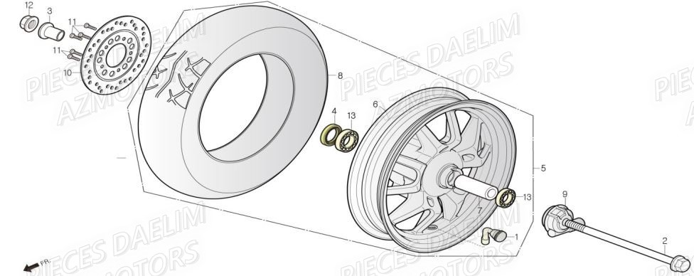 Roue Avant DAELIM Pièces Scooter DAELIM WITTY 50cc 4T