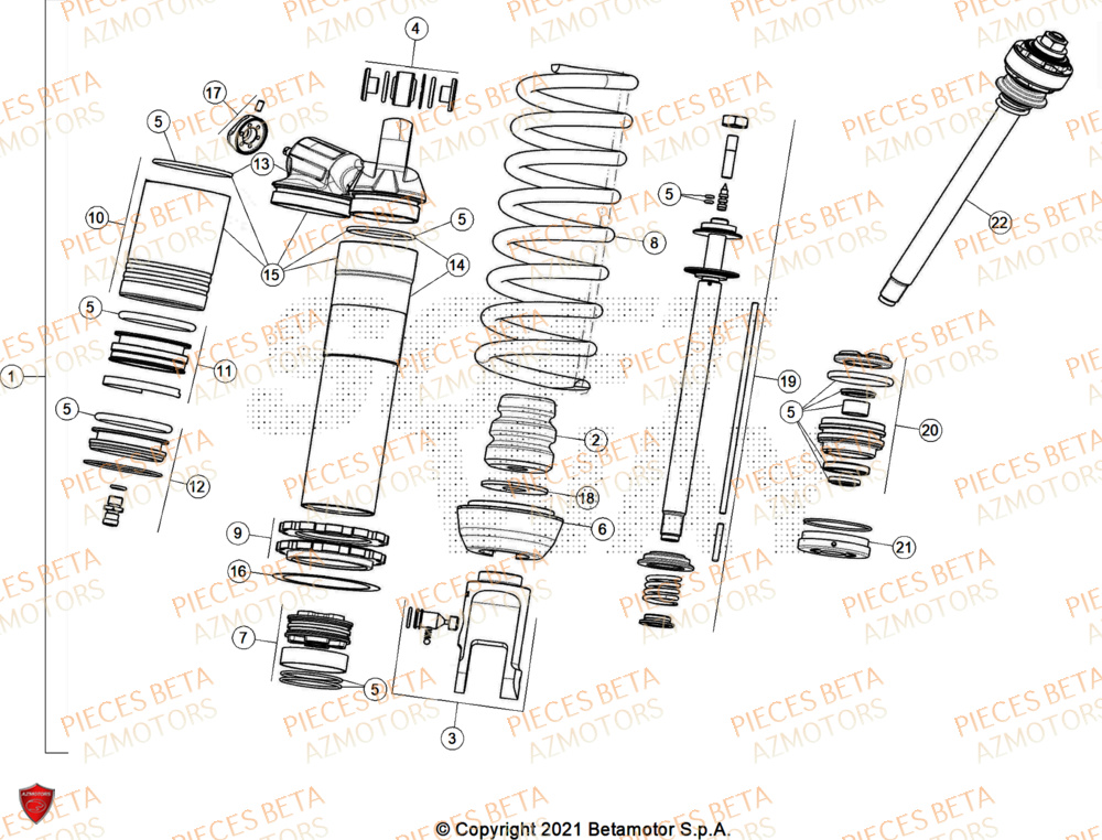 Amortisseur BETA Pieces Beta RR 200 X-PRO 2T - 2026