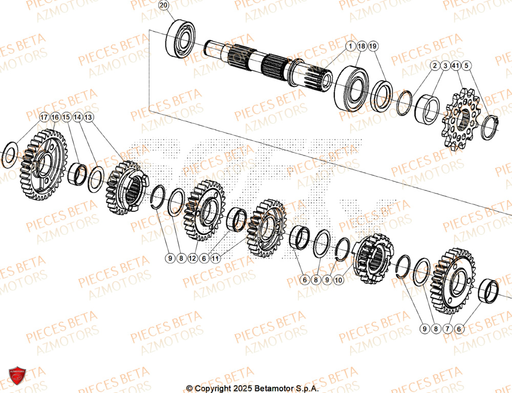 Arbre Secondaire BETA Pieces Beta RR 200 X-PRO 2T - 2026