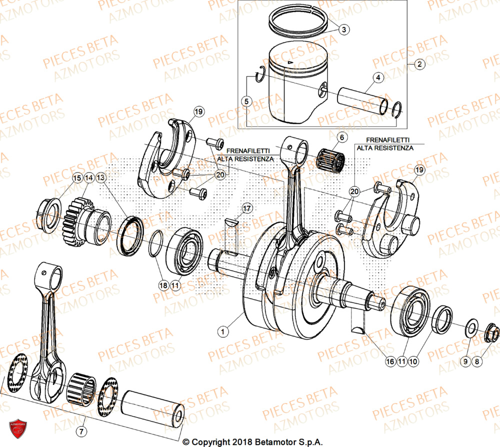 Vilebrequin BETA Pieces Beta RR 200 X-PRO 2T - 2026