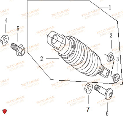 Amortisseur MASAI Pièces Moto X-RAY 50cc