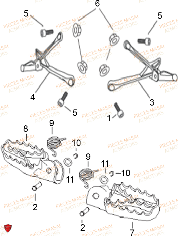 CALE PIED pièces MASAI neuves Pièces Moto X RAY 50cc pièces détachées  constructeur AZMOTORS ✓ repare a neuf au meilleur prix