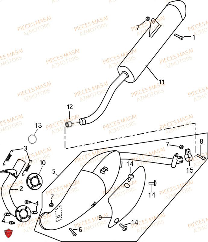 Echappement MASAI Pièces Moto X-RAY 50cc