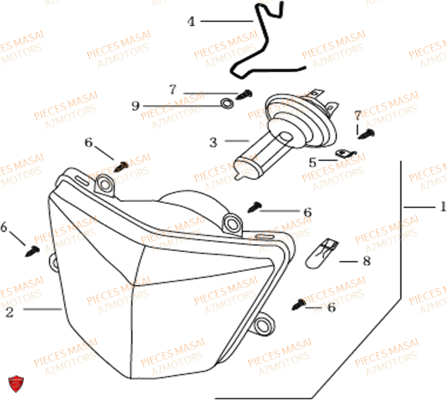 ECLAIRAGE AVANT AZMOTORS X RAY 50