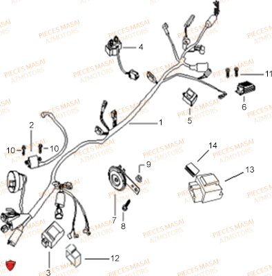 ENSEMBLE_ELECTRIQUE MASAI Pièces Moto Supermotard 50cc