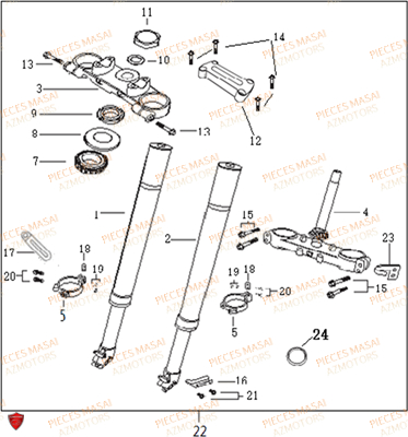 Fourche MASAI Pièces Moto X-RAY 50cc