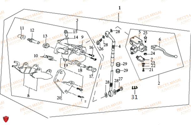 Frein Avant MASAI Pièces Moto X-RAY 50cc