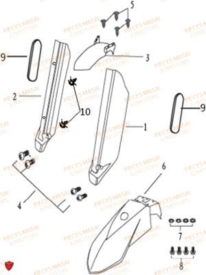 Garde Boue Avant MASAI Pièces Moto X-RAY 50cc