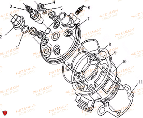 Haut Moteur MASAI Pièces Moto X-RAY 50cc