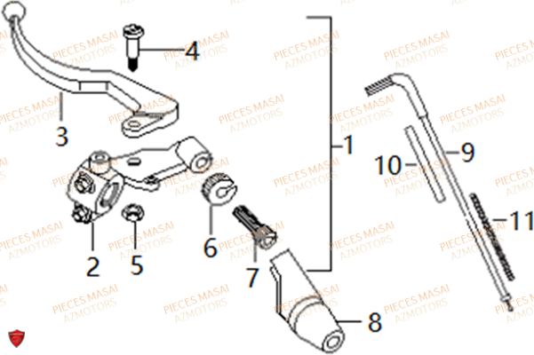 Levier Embrayage MASAI Pièces Moto X-RAY 50cc