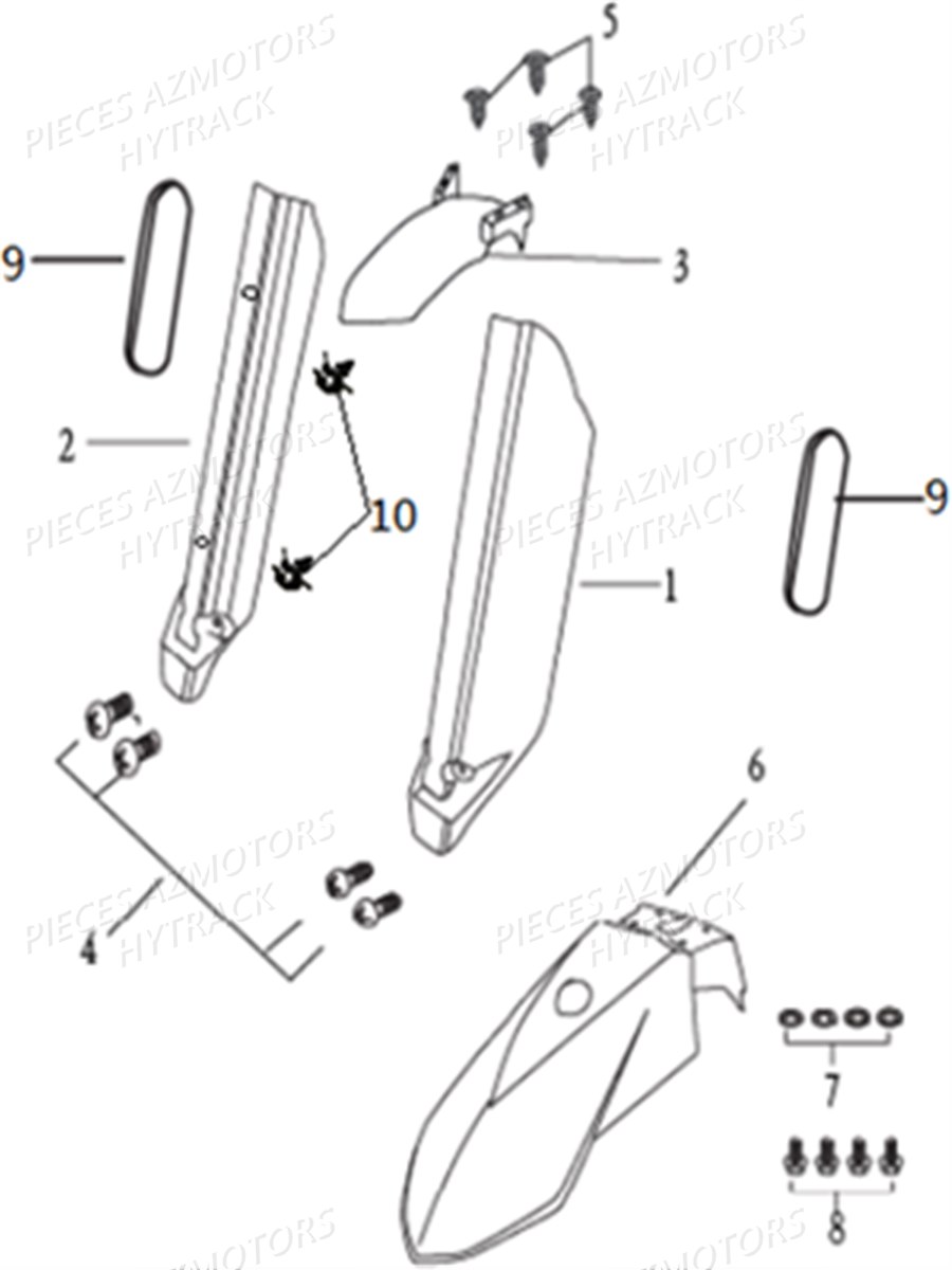 PROTECTIONS GARDE BOUE AVANT AZMOTORS X RAY 50